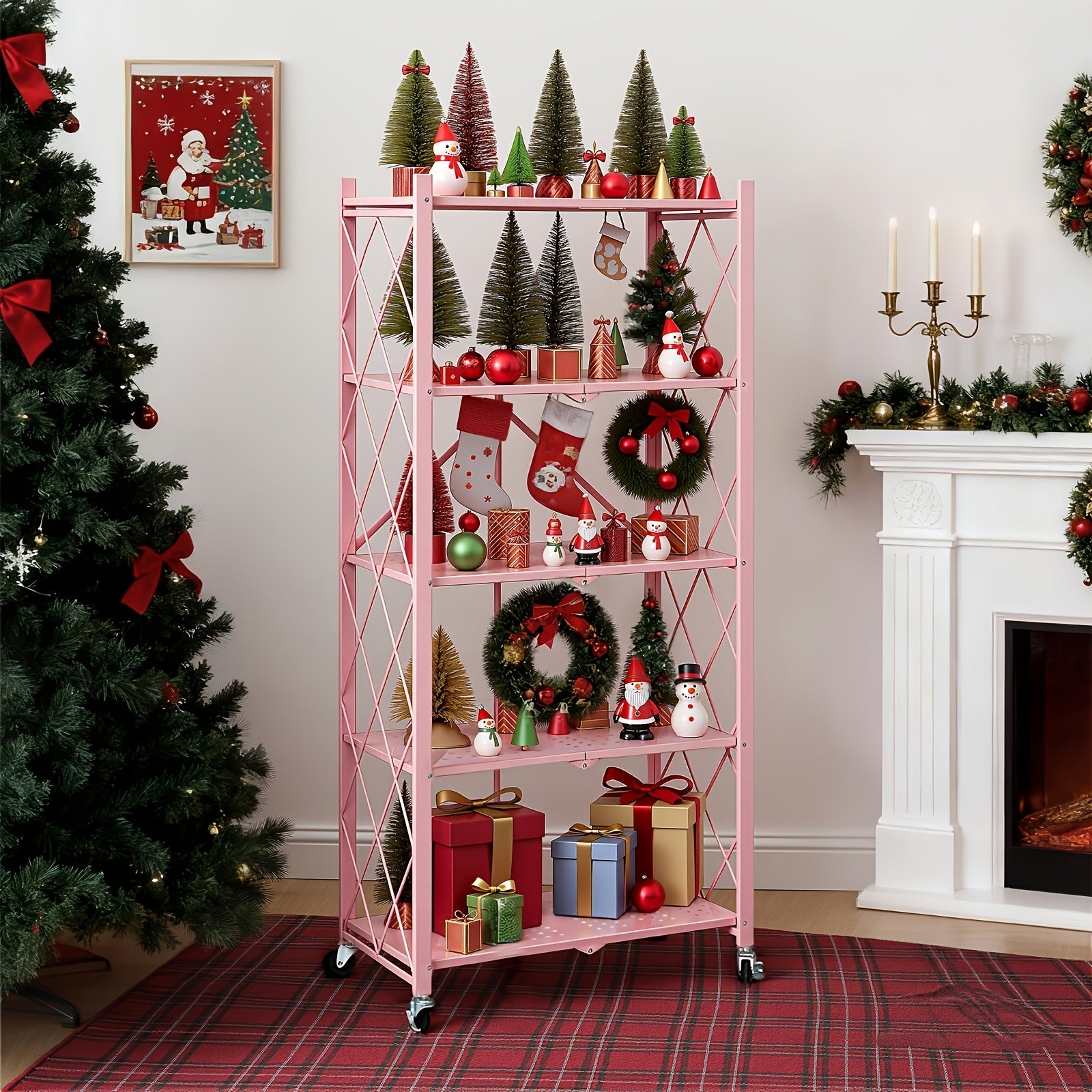 Storage Rack – Foldable Metal Storage Rack Requiring No Installation Designed with Foldable