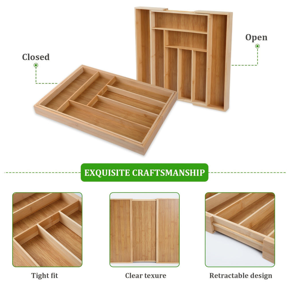 Smart 1pc Stackable Storage Drawer – smooth-access cabinet organization, 1pc Bamboo Expandable Drawer Organizer Adjustable Utensil Drawer Divider for Silverware And Flatware Bamboo, designed for American homes, daily convenience and practical gifting