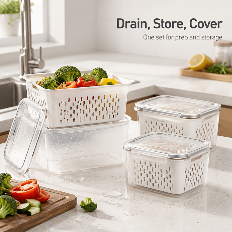 Smart 18/9/6/4pcs Refrigerator Storage Organizer – easy-access fridge organization, 18 9 6 4pcs Set Large Capacity Fruit Storage Containers with Removable Drain Colander, designed for American homes, daily convenience and practical gifting