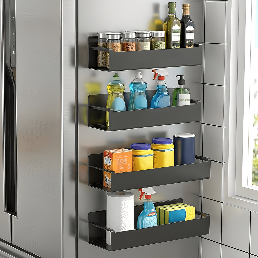 Space-Saving 2/4pcs Adjustable Home Storage Rack – durable multi-purpose storage, 2 4pcs Magnetic Storage Box Strong Magnetic Adsorption Non-perforated Installation Storage Rack Kitchen Refrigerator, designed for American homes, daily convenience and