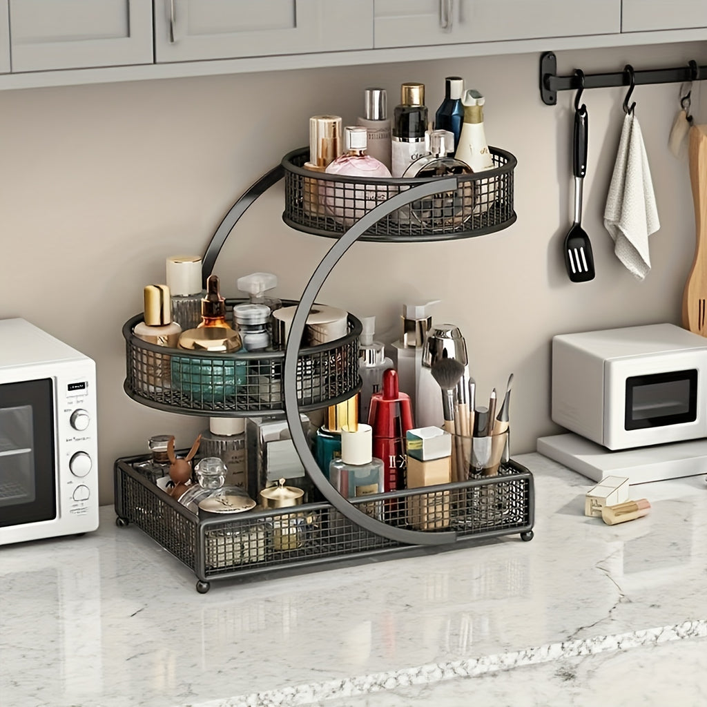 Modern Adjustable Home Storage Rack – durable multi-purpose storage, 3-Tier Metal Bathroom Vanity Organizer - No Assembly Required Space-Saving Countertop Storage Rack with, designed for American homes, daily convenience and practical gifting