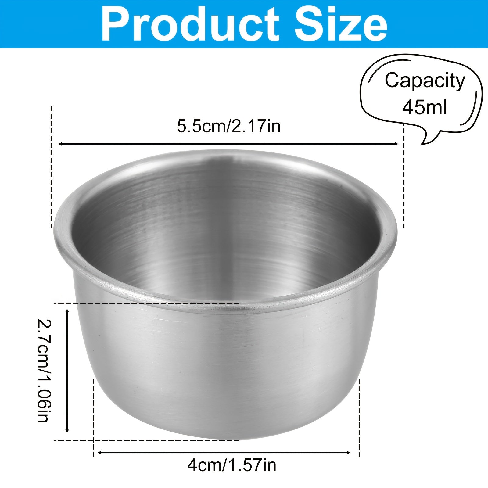 12pcs 304 Stainless Steel Sauce Dipping Bowls - 1.52/1.86oz Round Mini Dipping Cups, Reusable Sauce Dishes for Home Party Restaurants