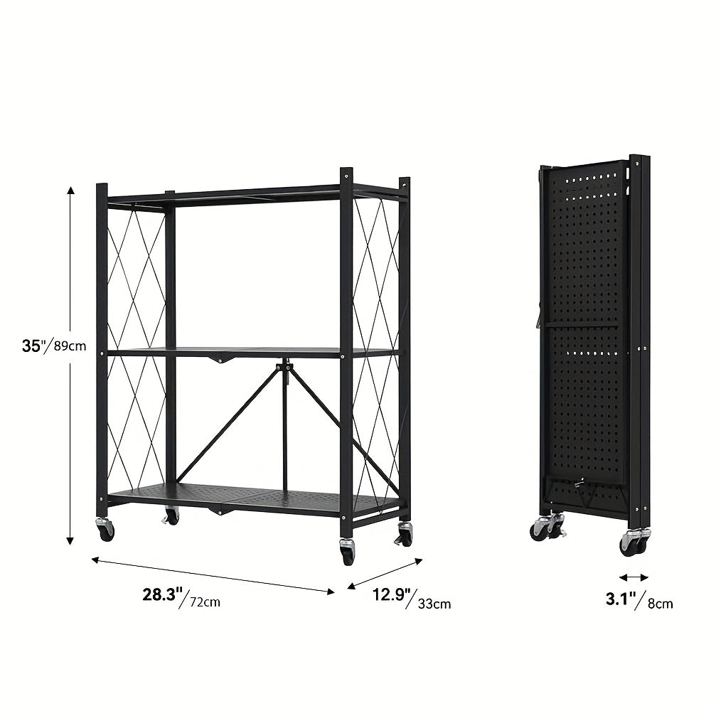 Storage Rack – 3 4 5- Tier Movable Vertical Multi-Functional Storage Racks Portable Metal
