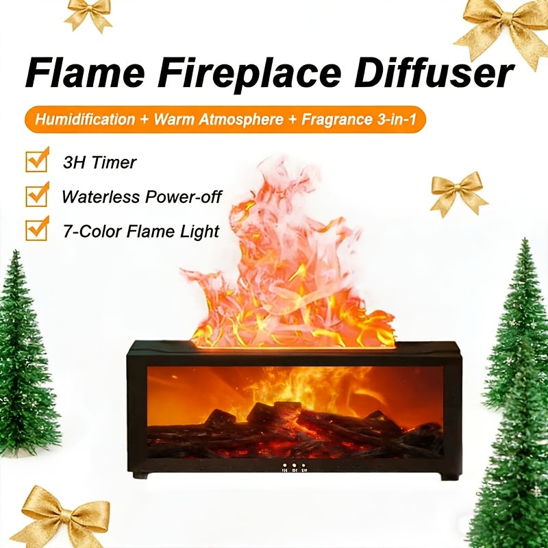Local Warehouse USB-Powered Simulated Flame Fireplace Humidifier, with Periodic Shut-off Function, Warm Ambient Lighting, and the Ability to Add Aromatic Essential Oils. Suitable for Homes, Schools, Offices, and as a Holiday Gift. An Ideal Choice