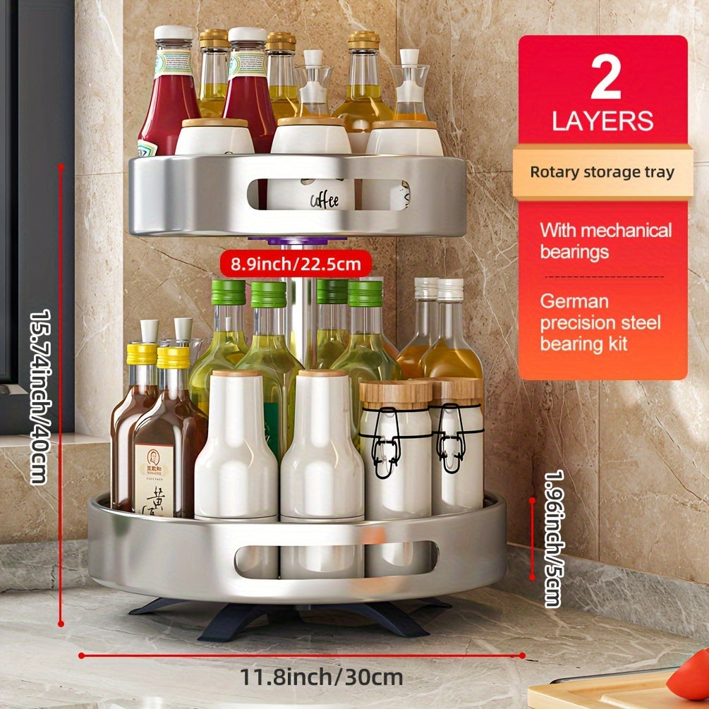 Storage Rack – Rotating Seasoning Storage Rack Kitchen Seasoning Shelf Double-layer Household