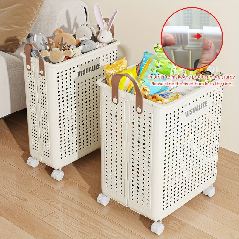 Easy-Access Stackable Home Storage Bins – portable space-saving storage, Extra Large Foldable Laundry Basket With Wheels Breathable Plastic Rolling Laundry Hamper With Faux, designed for American homes, daily convenience and practical gifting