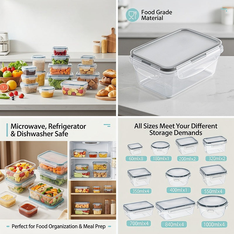 Modern 48/24Pcs Airtight Food Storage Containers – leak-resistant reusable meal prep, Food Storage Container Set 48 24Pcs Food Storage Container Set Fresh-Keeping Boxes Easy-To-Secure Lids, designed for American homes, daily convenience and practical
