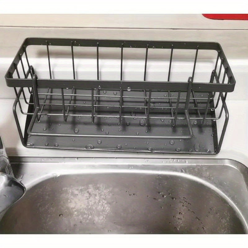 Kitchen Essential – High Quality Kitchen Sponge Rack Above Sink, Carbon Steel and Plastic Dishwasher Rack, Multifunctional Towel and Sponge Storage Rack, Space Saving Home Organizer -9.06x4.