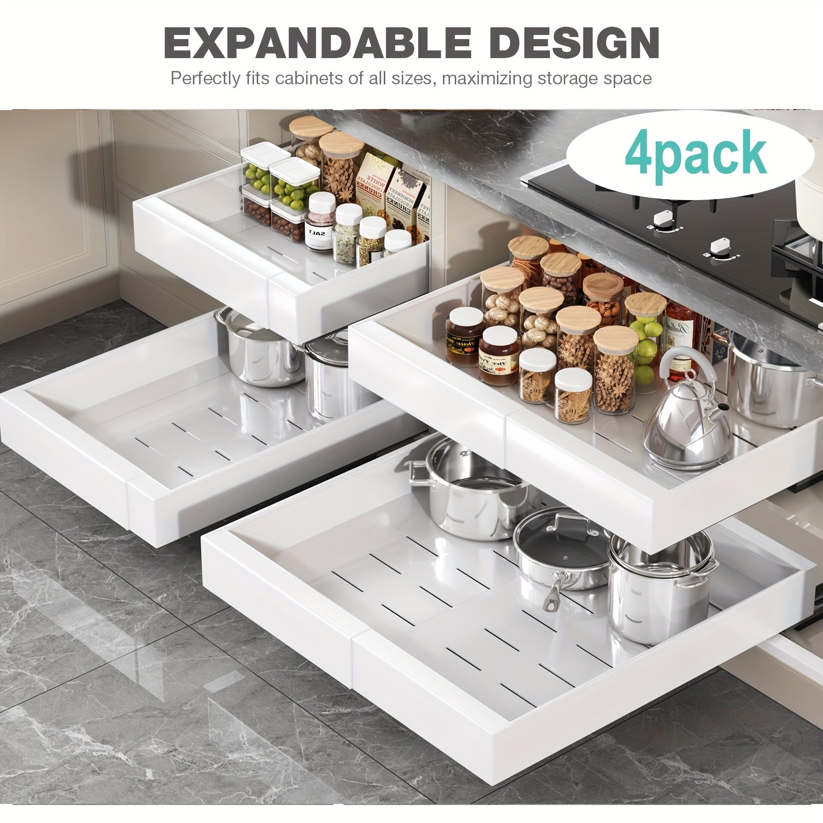 Home Organizer – Easy-Access 2/4/6pcs Pull-Out Cabinet Organizer – smooth-access cabinet organizati