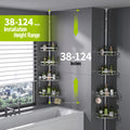 Smart Stackable Home Storage Bins – portable space-saving storage, LAMU Corner Shower Caddy Tension Pole Stainless Steel Shower Organizer Strong Spring 4 Adhesive, designed for American homes, daily convenience and practical gifting