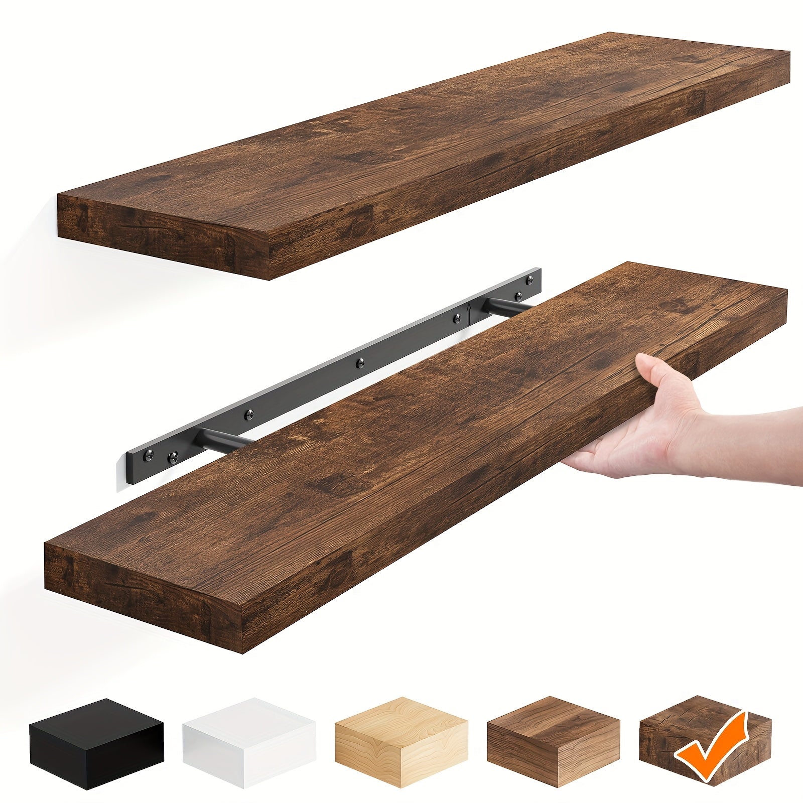 Premium 2/4/6pcs Home Storage Organizer – space-saving everyday organization, TOMNK 2 4 6pcs Set Floating Shelves 15 7-inch 19 7-inch 22-inch Wooden Wall-Mounted, designed for American homes, daily convenience and practical gifting