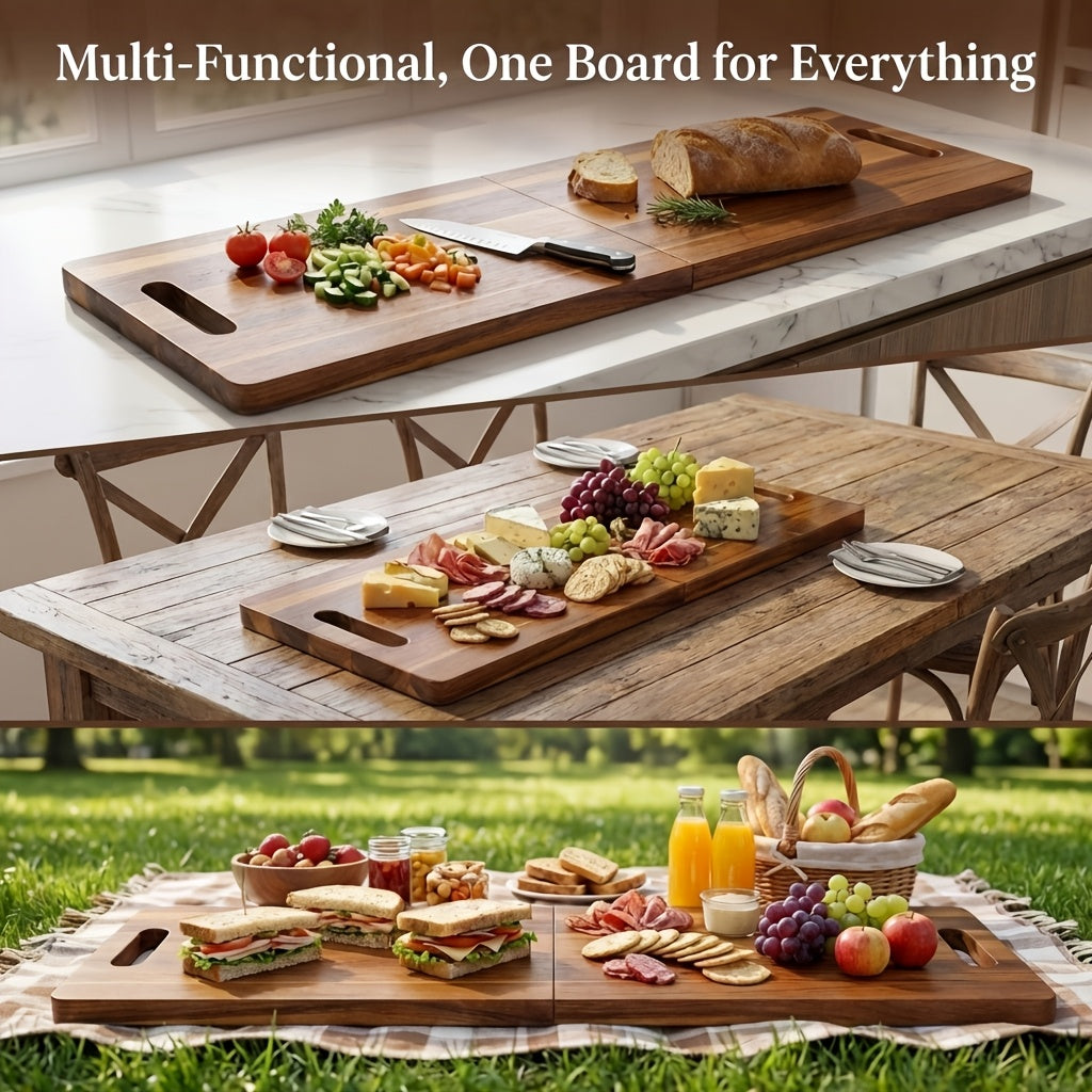 Heavy-Duty Home Storage Organizer – space-saving everyday organization, Extra Large Acacia Wood Charcuterie Board with Handles - Extra Large Foldable Serving Tray, designed for American homes, daily convenience and practical gifting