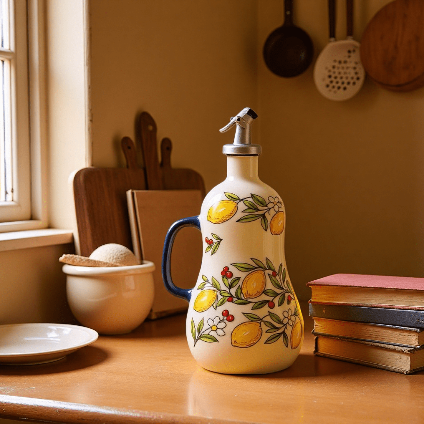 Space-Saving Reusable Drinkware Set – easy-access beverage storage, Ceramic Oil Bottles Ceramic Oil Pots Hand-Painted Ceramic Olive Oil Bottles with Handles Underglaze, designed for American homes, daily convenience and practical gifting