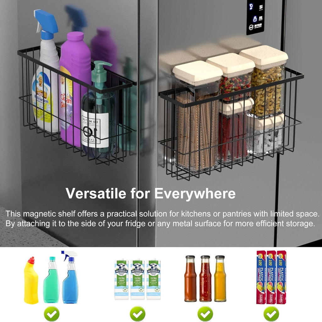 Magnetic Shelf for Fridge, Dryer Ball Storage Bins, Magnetic Basket Shelf for Refrigerator Pantry Kitchen Counter Laundry Organizer, Or Any Metal Surface, Can Hold Spices, Cans, Bottles, And Storage Baskets, Shelf Baskets