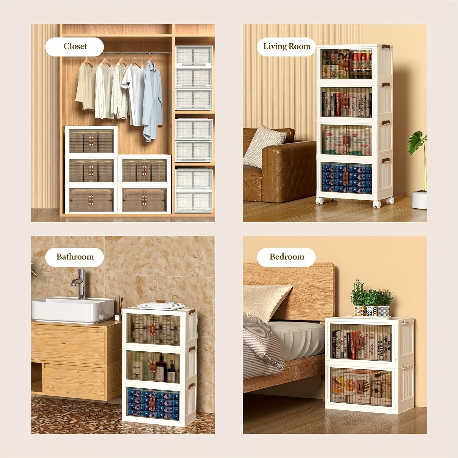 Premium 3pcs Stackable Storage Drawer – smooth-access cabinet organization, Bin with Drawers Stackable Storage Bins with Wheels Open Front Foldable Design for Home, designed for American homes, daily convenience and practical gifting