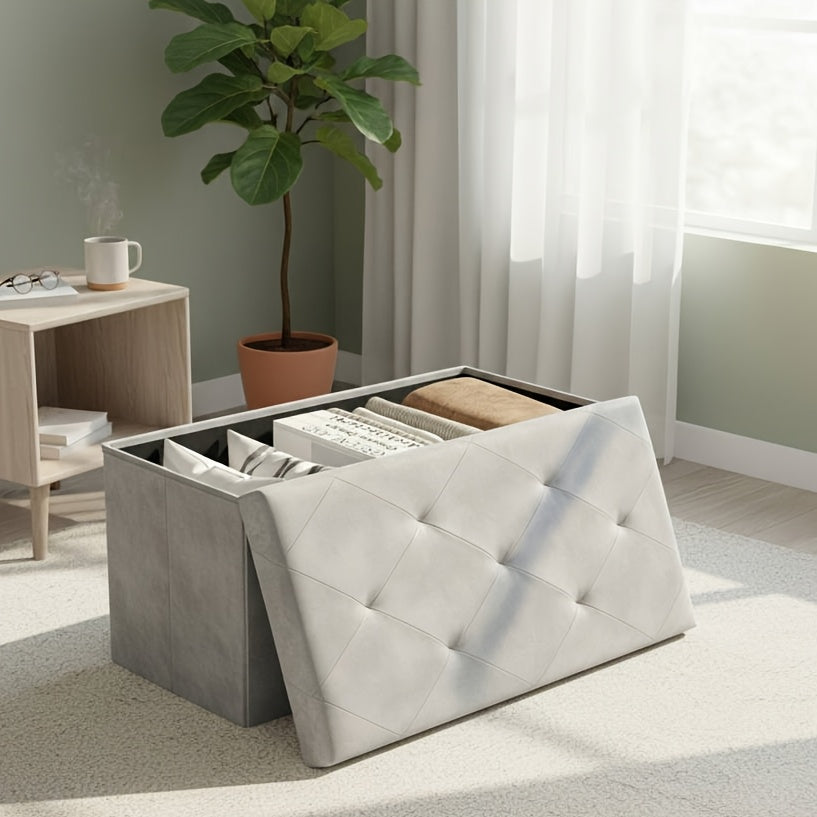 Home Organizer – Multi-Functional Ottoman with Storage Bench Folding Foot Rest Stool
