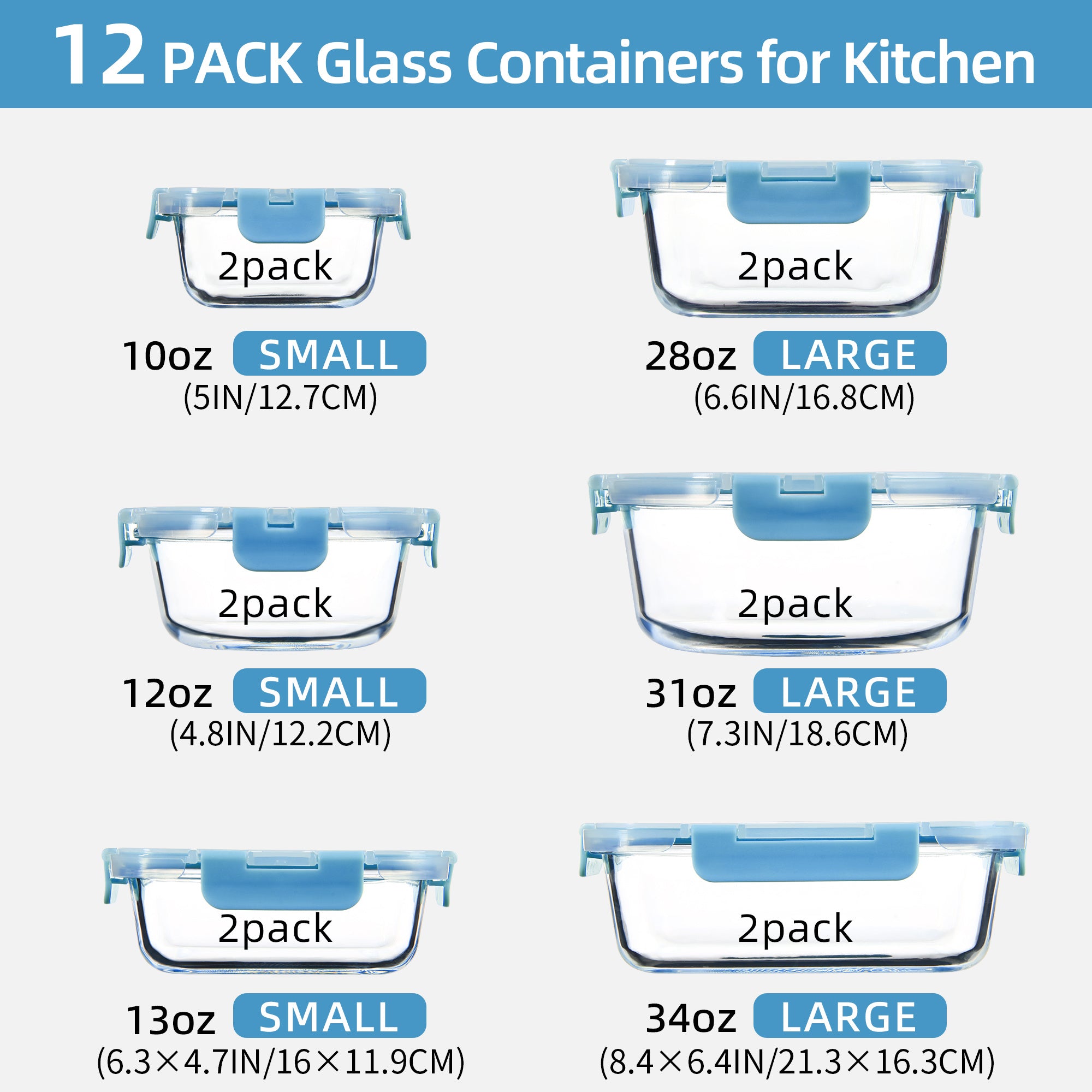 Easy-Access 12pcs Glass Meal Prep Container Set – leak-resistant reusable meal prep, 12pcs Glass Food Storage Containers with Lids Meal Prep Pantry Kitchen Storage Containers for, designed for American homes, daily convenience and practical gifting
