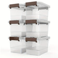 6pcs Clear Plastic Storage Bins with Secure Latch & Handle Lids - 3.5Qt High Quality Organizing Containers, Durable Rectangular Design for Home, Office, Kitchen, Bathroom Organization, Bathroom Organizers Storage, Office Supplies, Stackable Containers, St