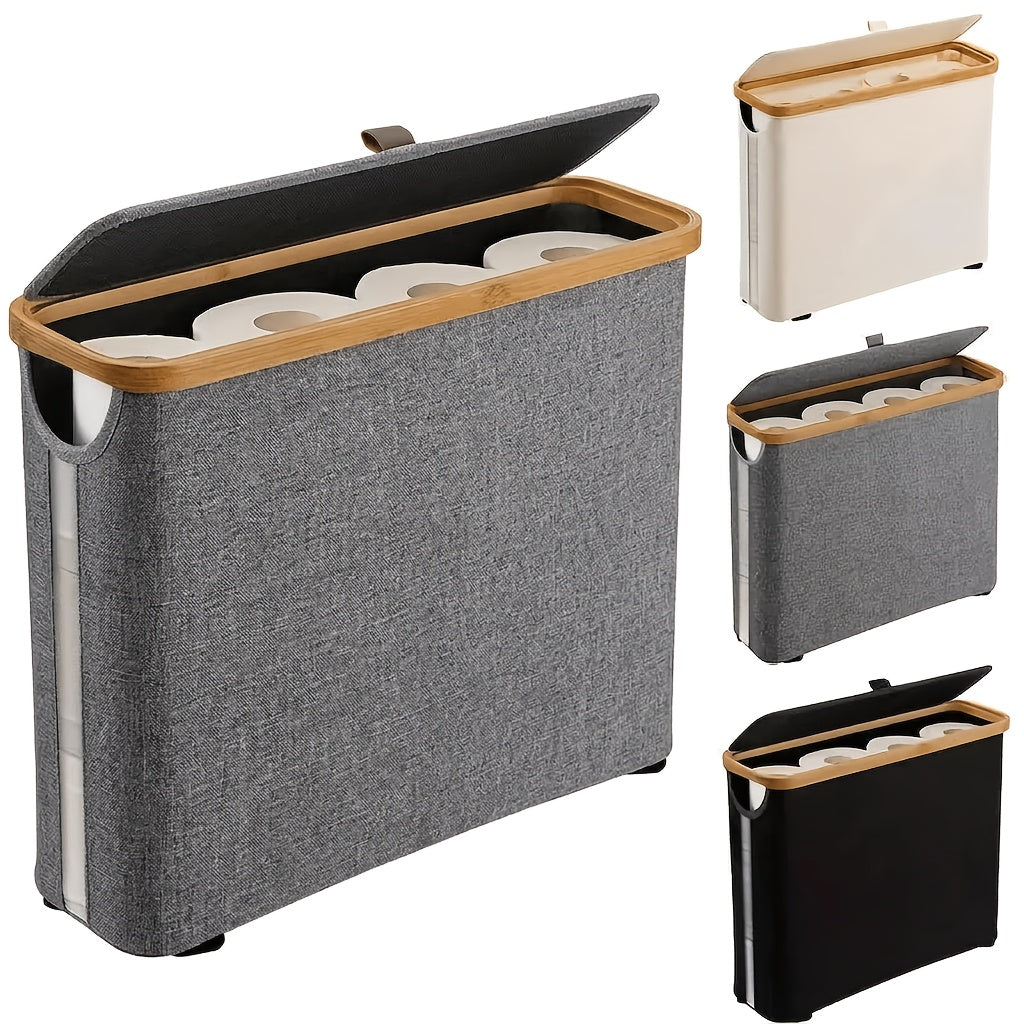 Heavy-Duty Stackable Home Storage Bins – portable space-saving storage, Foldable Toilet Paper Storage Basket with Lid Dustproof Visible Fabric Tissue Holder with Strips, designed for American homes, daily convenience and practical gifting