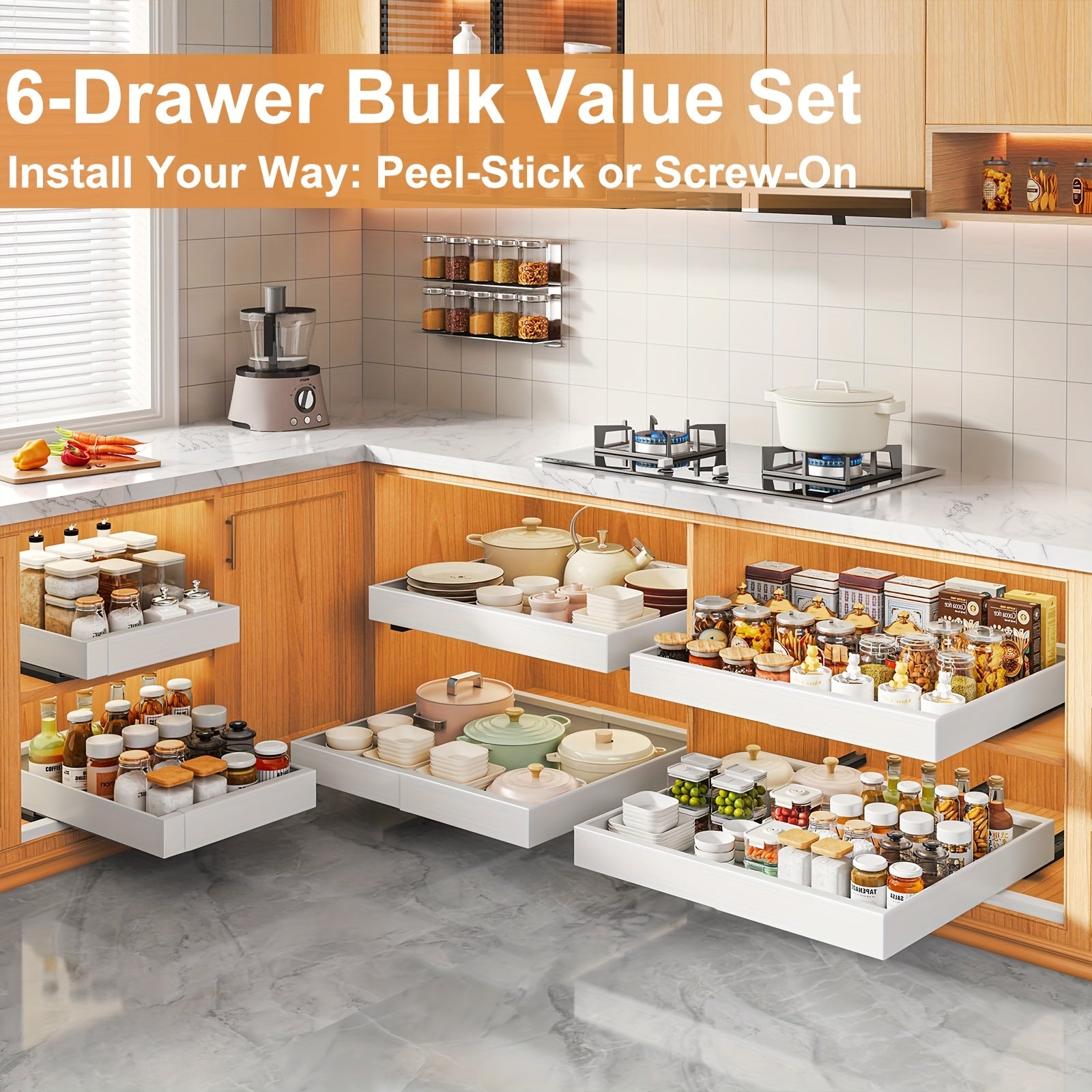 Home Organizer – Easy-Access 2/4/6pcs Pull-Out Cabinet Organizer – smooth-access cabinet organizati