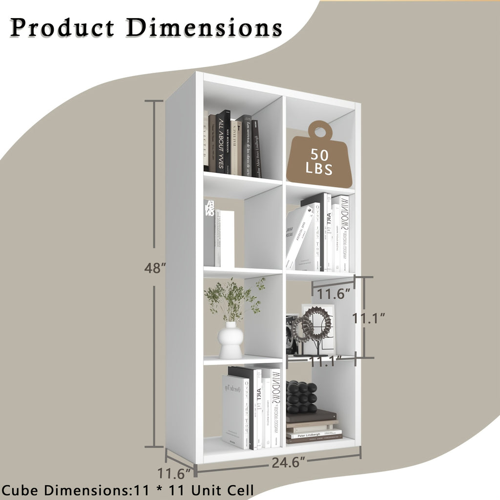2/3/4/6/8/9 Thick Frame Bookshelf, Open Back Panel Cube Storage Cabinet, Floor-standing Bookshelf With Anti-tip Kit, Wooden Open Display Rack For Living Room, Bedroom, Study, White/chocolate Open Bookshelf, With Open Back