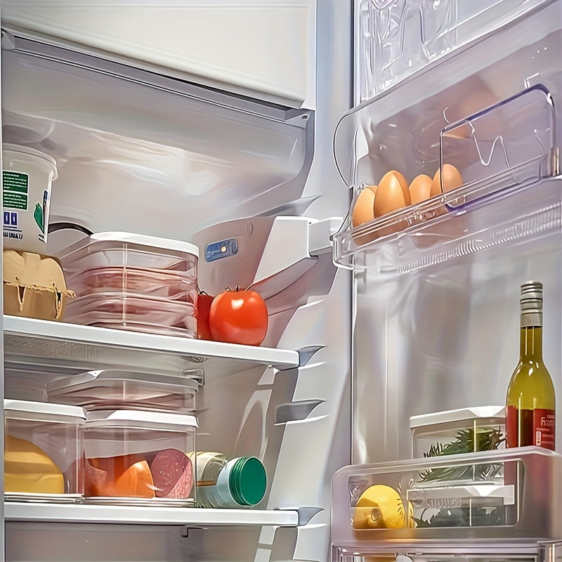 Kitchen Essential – 4-Tier Set of Stackable Refrigerated Containers for Meat with a Lid- Refrigerator Organizer Box, Meat Preservation Container, Ideal for Storing Vegetables, Fruits, And En