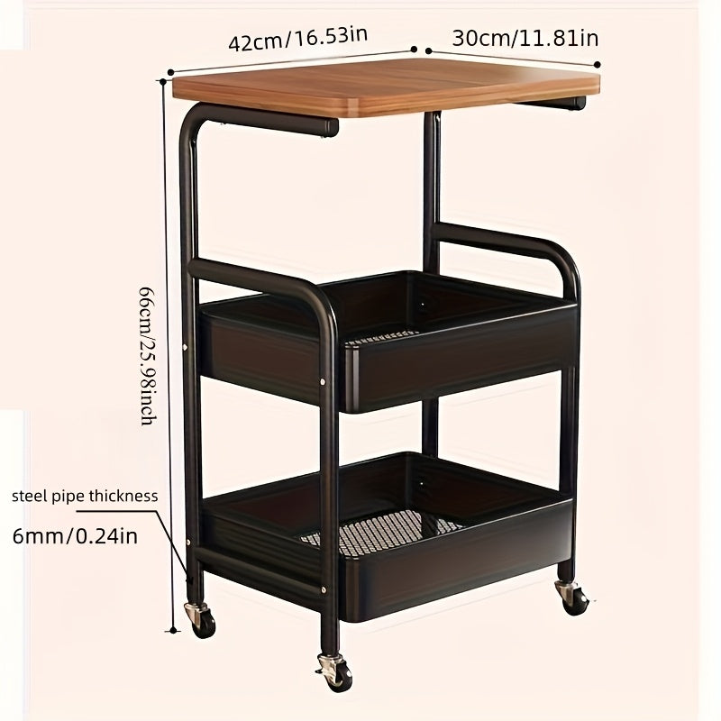Modern Adjustable Home Storage Rack – durable multi-purpose storage, Three-tier Storage Rack Multi-functional Rolling Trolley with Desktop Silent Casters for Easy Movement Suitable, designed for American homes, daily convenience and practical gifting