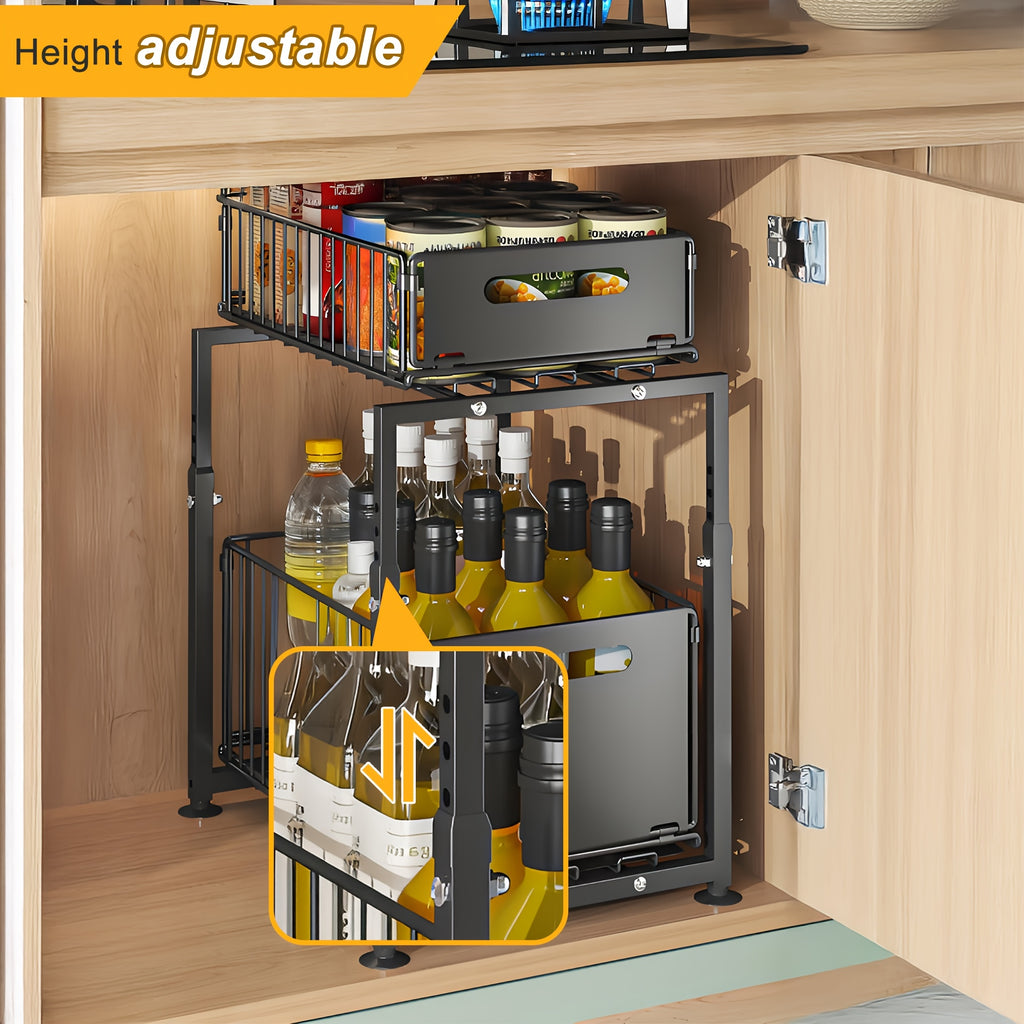 1 Pack Multi-Purpose Under Sink Organizers And Storage, 2 Tier Pull Out Cabinet Organizer Drawer, Sliding Shelf for Kitchen, Bathroom, Pantry, Dorm & Living Room, Home Storage Cabinet, Kitchen Sink Organizer, Bathroom Organizer Rack