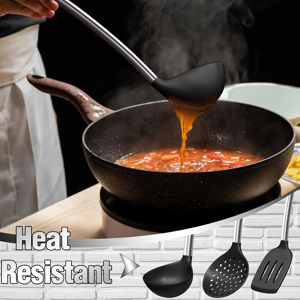 Space-Saving 34pcs Kitchen Cookware Set – versatile meal preparation, Kitchen Utensils Set-34pcs Silicone Cooking Utensils Set for Nonstick Cookware-Silicone Spatulas Set Stainless Steel, designed for American homes, daily convenience and practical g