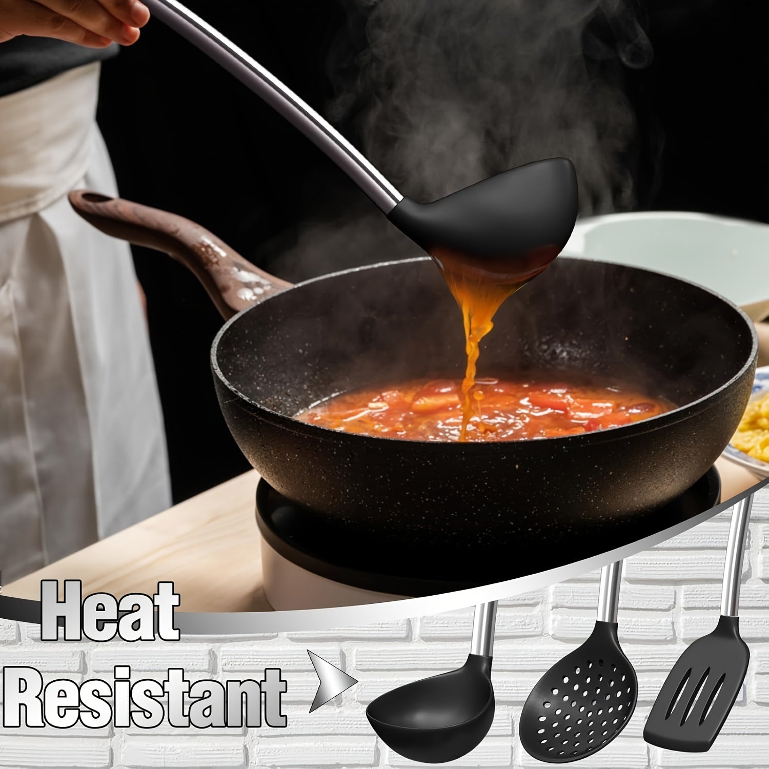 Space-Saving 34pcs Kitchen Cookware Set – versatile meal preparation, Kitchen Utensils Set-34pcs Silicone Cooking Utensils Set for Nonstick Cookware-Silicone Spatulas Set Stainless Steel, designed for American homes, daily convenience and practical g
