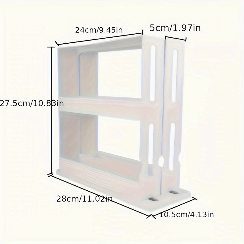 1 Double-Layer Shelf-Non-Slip Base Space-Saving Double-Layer Rotating Spice Rack -Made of Odorless Plastic, Suitable for Storing Essentials in The Kitchen And Bathroom. Spice Organizers And Storage
