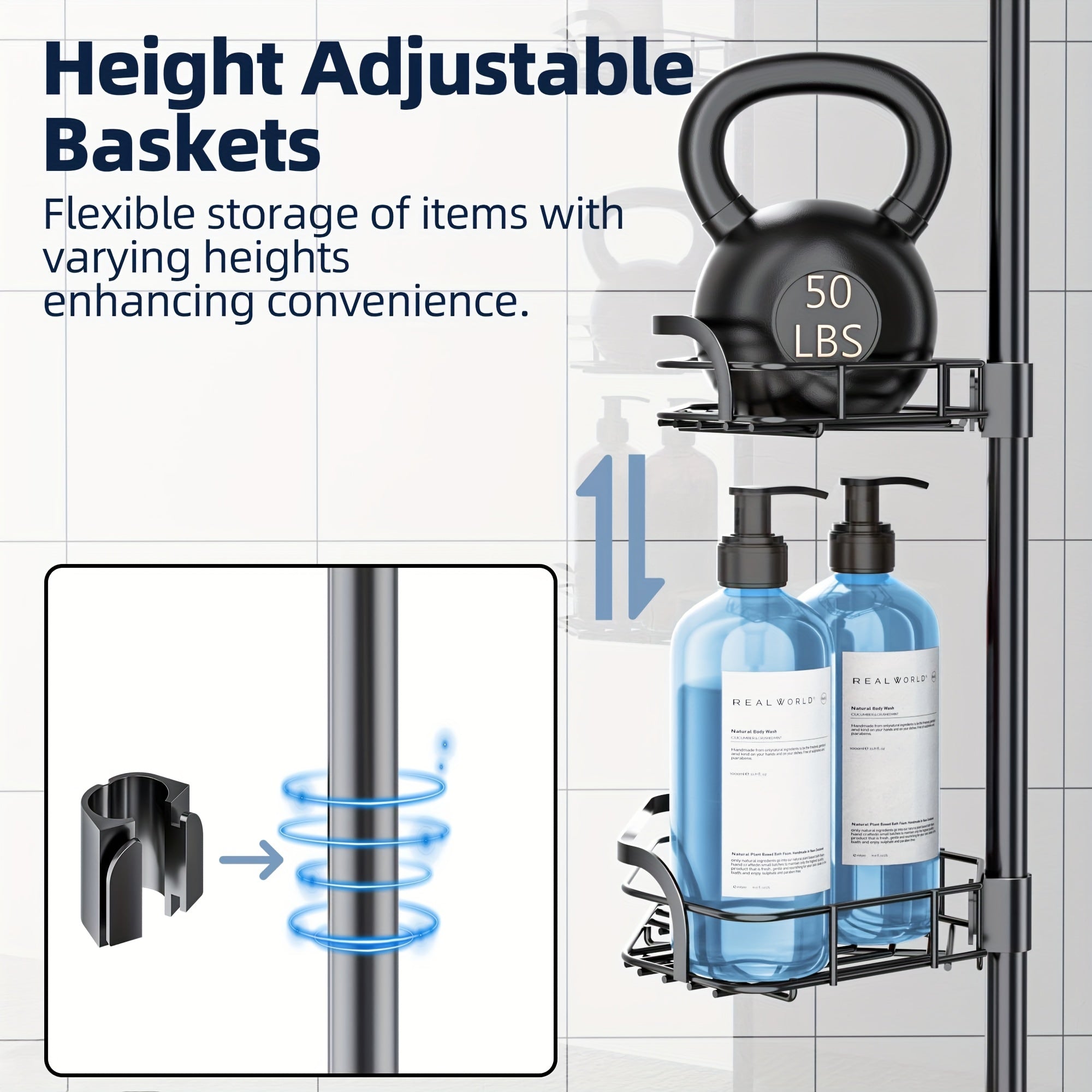 Bathroom Organizer – Corner Shower Caddy Tension Pole, Shower Caddies for Modern US Homes, clutter-free convenience, Versatile Everyday Use and Thoughtful Housewarming Gift
