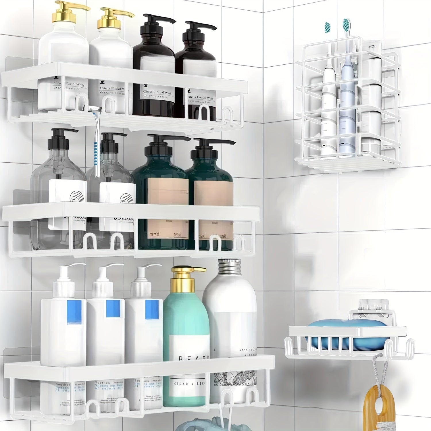 Storage Rack – Modern 5 Pack Adjustable Home Storage Rack durable multi-purpose storage Shower