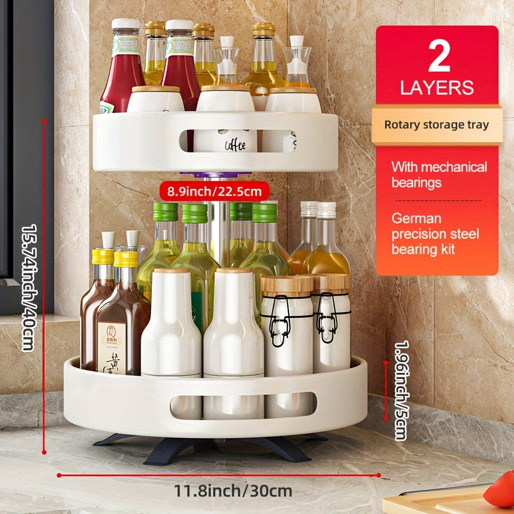 Storage Rack – Rotating Seasoning Storage Rack Kitchen Seasoning Shelf Double-layer Household