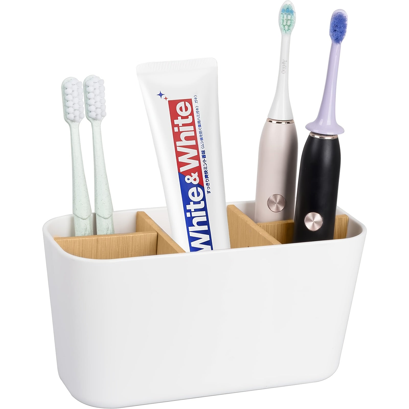 Home Organizer – 5-Slot Toothbrush Holder Suitable for Bathrooms Plastic Base Countertop Organizer