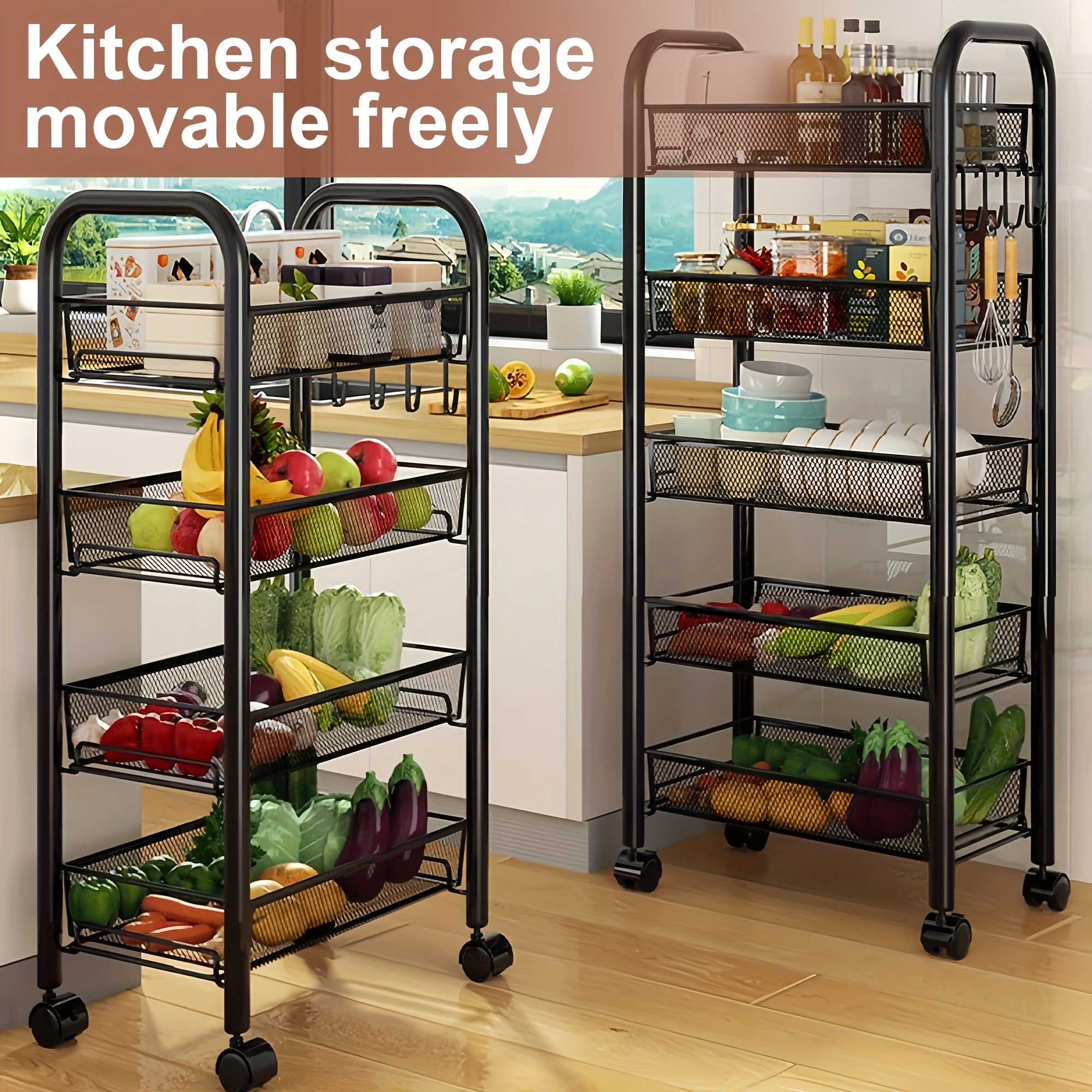 Space-Saving Adjustable Home Storage Rack – durable multi-purpose storage, Multi-layer Carbon Steel Storage Trolley Multifunctional Storage Trolley On Wheels Space Saving Detachable Carbon, designed for American homes, daily convenience and practical