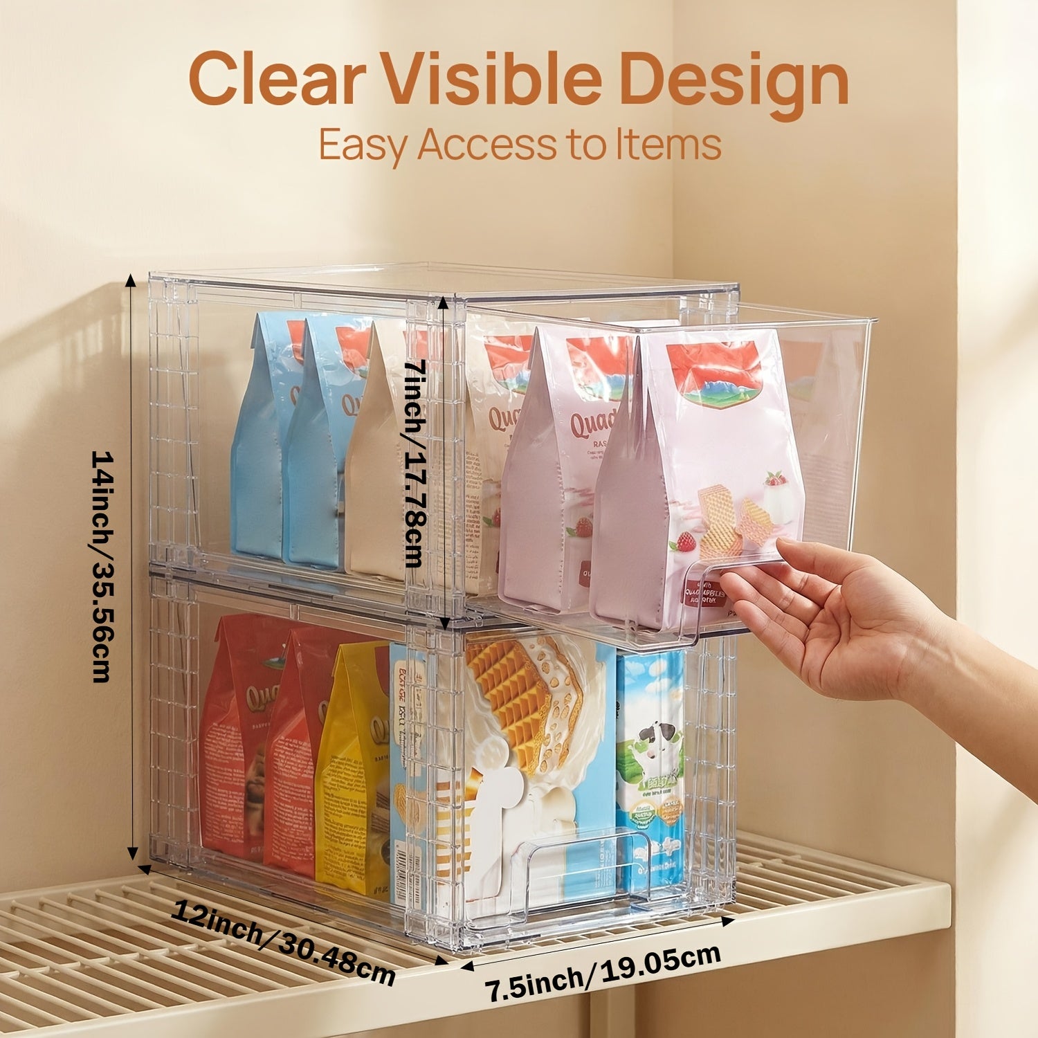 Heavy-Duty 2/4/6/8pcs Pull-Out Cabinet Organizer – smooth-access cabinet organization, 2 4 6 8pcs Large Stackable Clear Acrylic Food Storage Bins With Lids Kitchen, designed for American homes, daily convenience and practical gifting