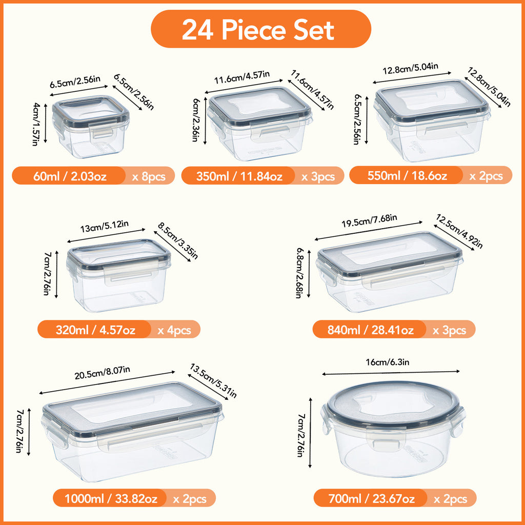Modern 48/24Pcs Airtight Food Storage Containers – leak-resistant reusable meal prep, Food Storage Container Set 48 24Pcs Food Storage Container Set Fresh-Keeping Boxes Easy-To-Secure Lids, designed for American homes, daily convenience and practical