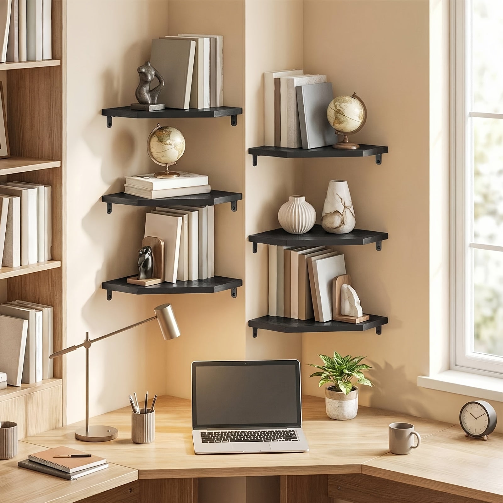 Home Organizer – TOMNK 13.9-Inch Floating Corner Shelves 2/6pcs, Wall Mounted Storage Organizer for