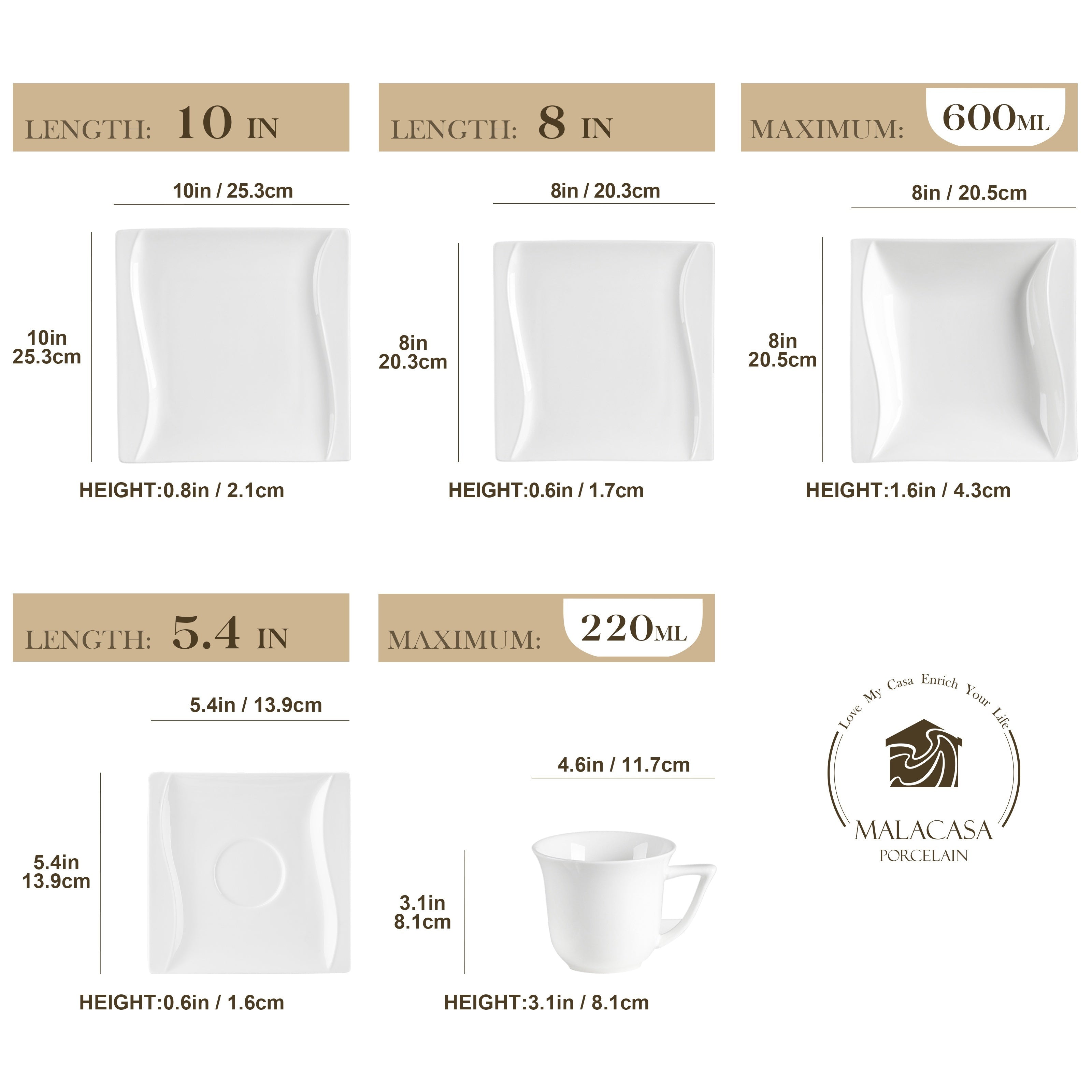Plates And Bowls Set For 6, Grey White Square Dinnerware Sets, 30pcs Porcelain Dishes Set With Plates, Bowls, Cups And Saucers, Dinner Set Microwave Safe