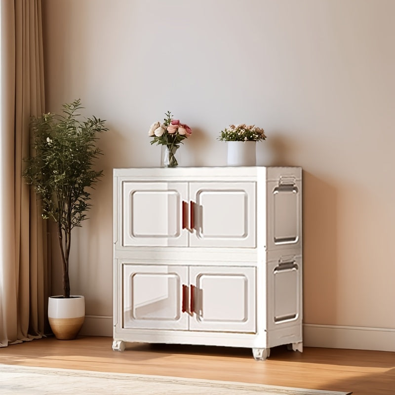 Modern Home Storage Organizer – space-saving everyday organization, Stackable Plastic Storage Cabinet with 2 to 5 Tiers Featuring Doors And Wheels Designed, designed for American homes, daily convenience and practical gifting