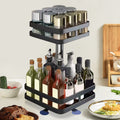 2 Tier Metal Lazy Susan Spice Rack Rotate Height Adjustable Seasoning Organizer