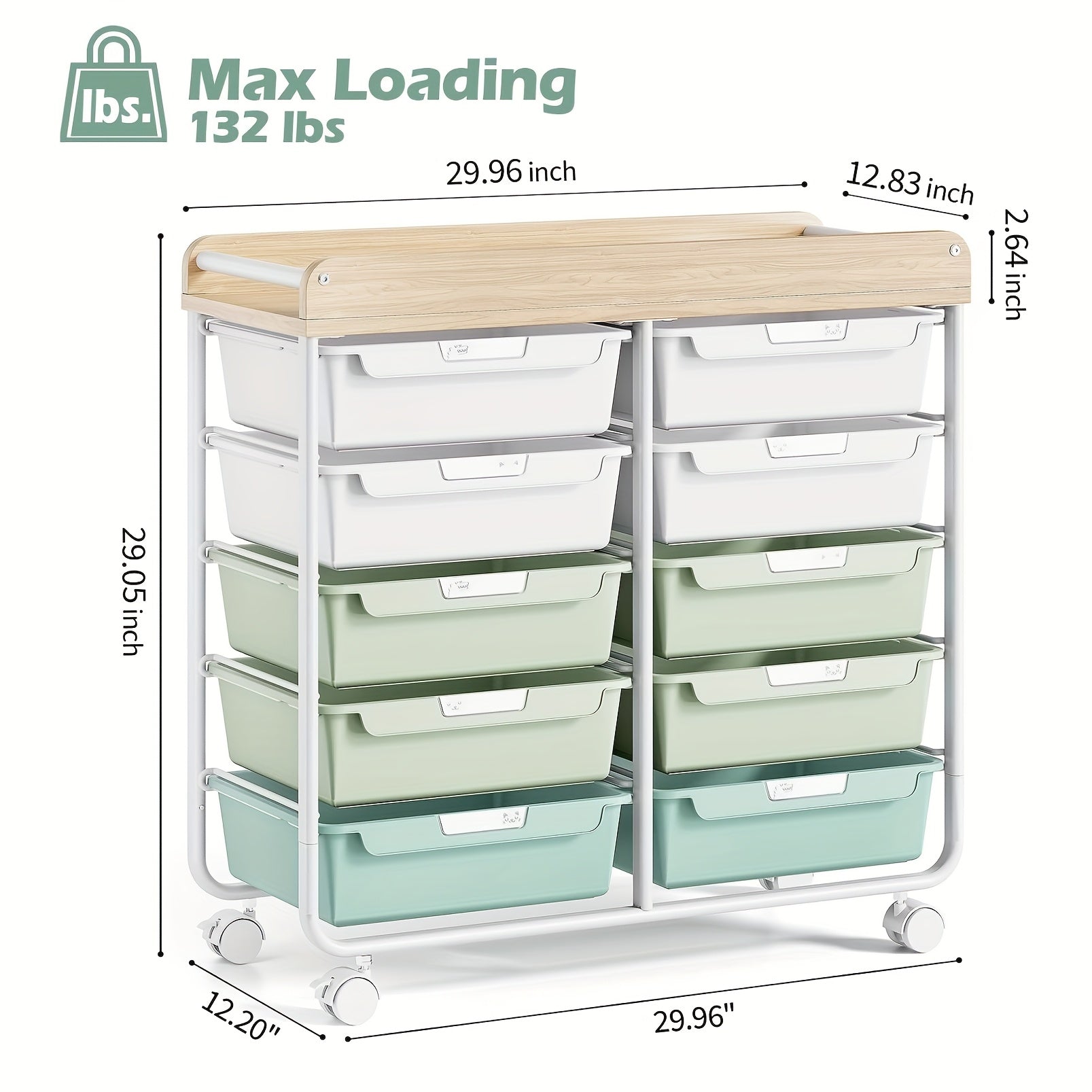 Space-Saving Stackable Storage Drawer – smooth-access cabinet organization, TOOLF 10-Tier Rolling Storage Cart Featuring Spacious Drawers a Portable Organizer with a Tabletop, designed for American homes, daily convenience and practical gifting