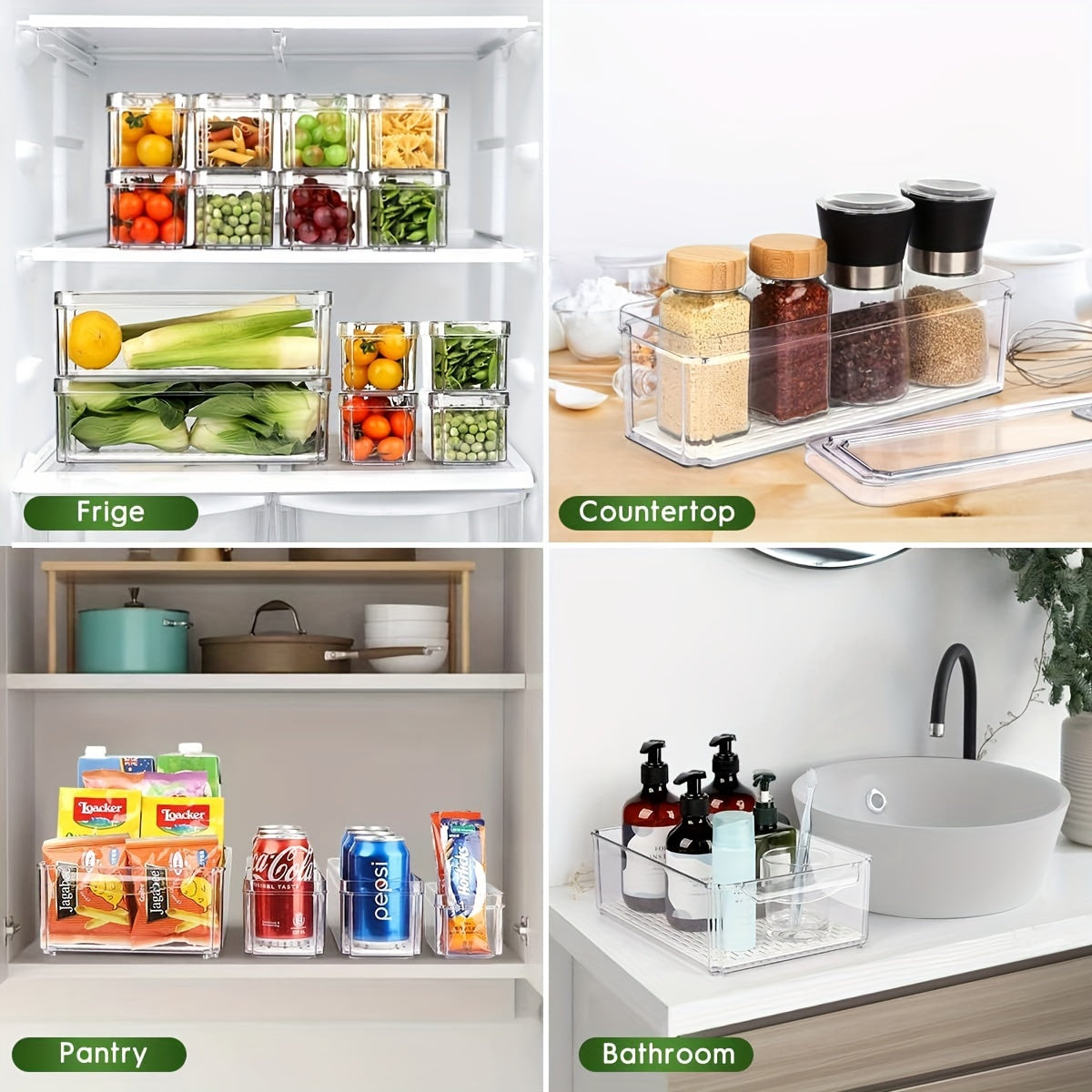 Premium 14 Pack Refrigerator Storage Organizer – easy-access fridge organization, 14 Pack Fridge Organizer Stackable Refrigerator Organizer Bins with Lids Fridge Organizers And Storage, designed for American homes, daily convenience and practical gif