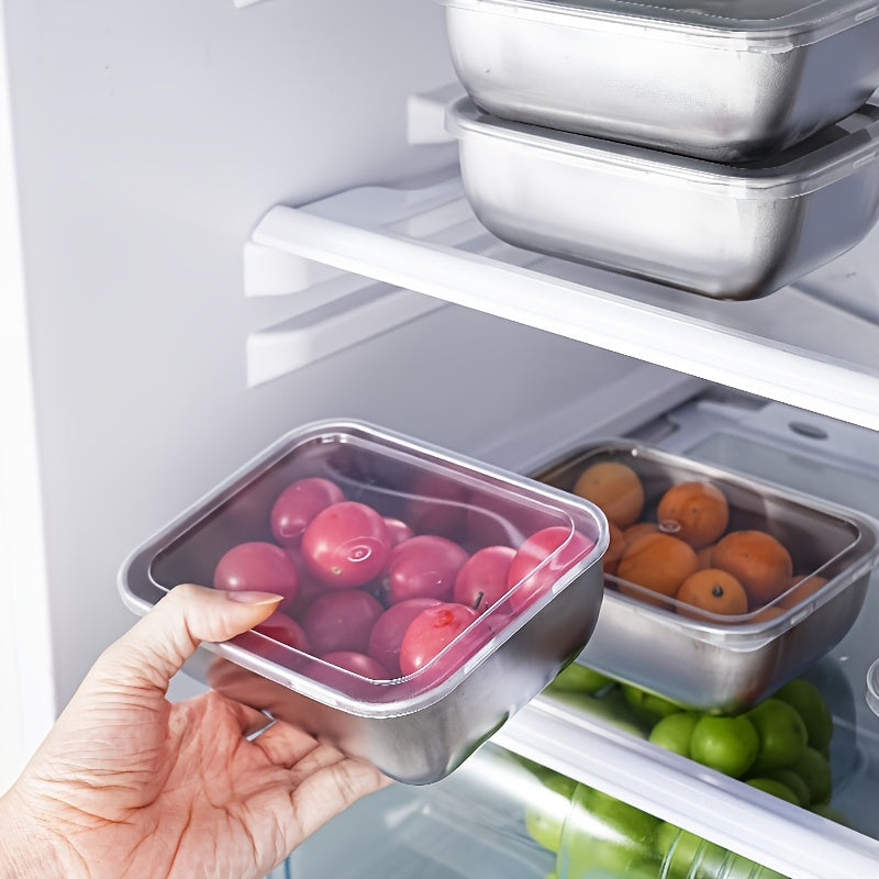 Compact Refrigerator Storage Organizer – easy-access fridge organization, Stainless steel storage containers for home storage square food storage boxes refrigerator organizer boxes, designed for American homes, daily convenience and practical gifting