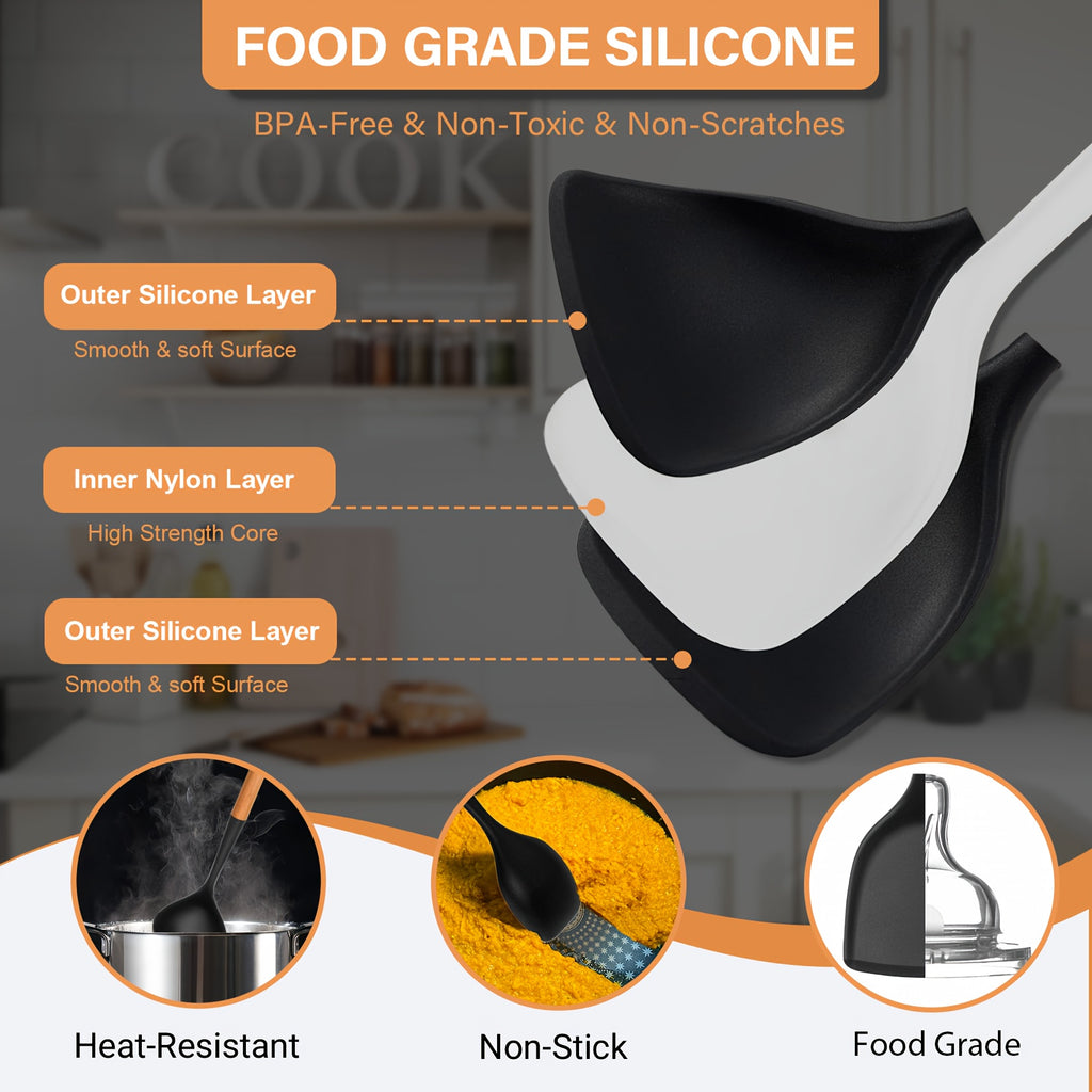 Kitchen Essential – 25pcs Set of Silicone Cooking Tools, Featuring Nonstick Utensils with Wooden Handles, Heat-Resistant Spatulas for Culinary Use, And Silicone Kitchen Gadgets Including Spo