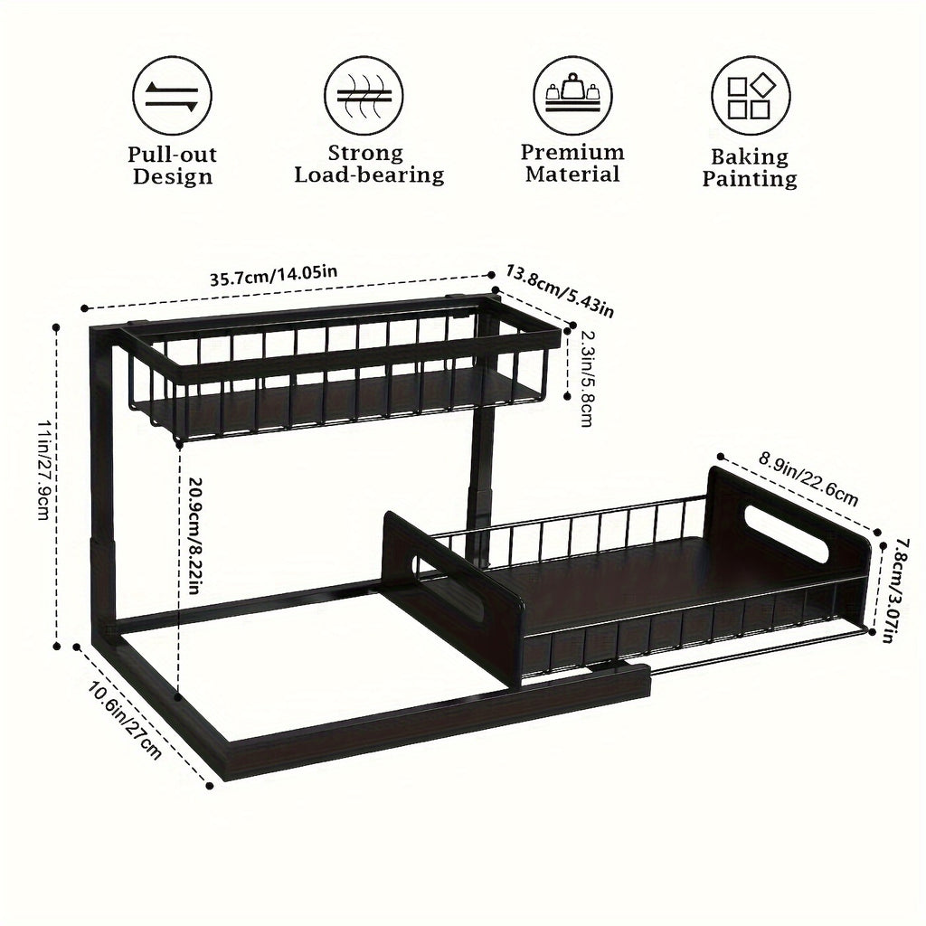 Modern Home Storage Organizer – space-saving everyday organization, 2-Tier Sliding Under Sink Organizer And Storage - Maximize Bathroom And Kitchen Cabinet Storage, designed for American homes, daily convenience and practical gifting