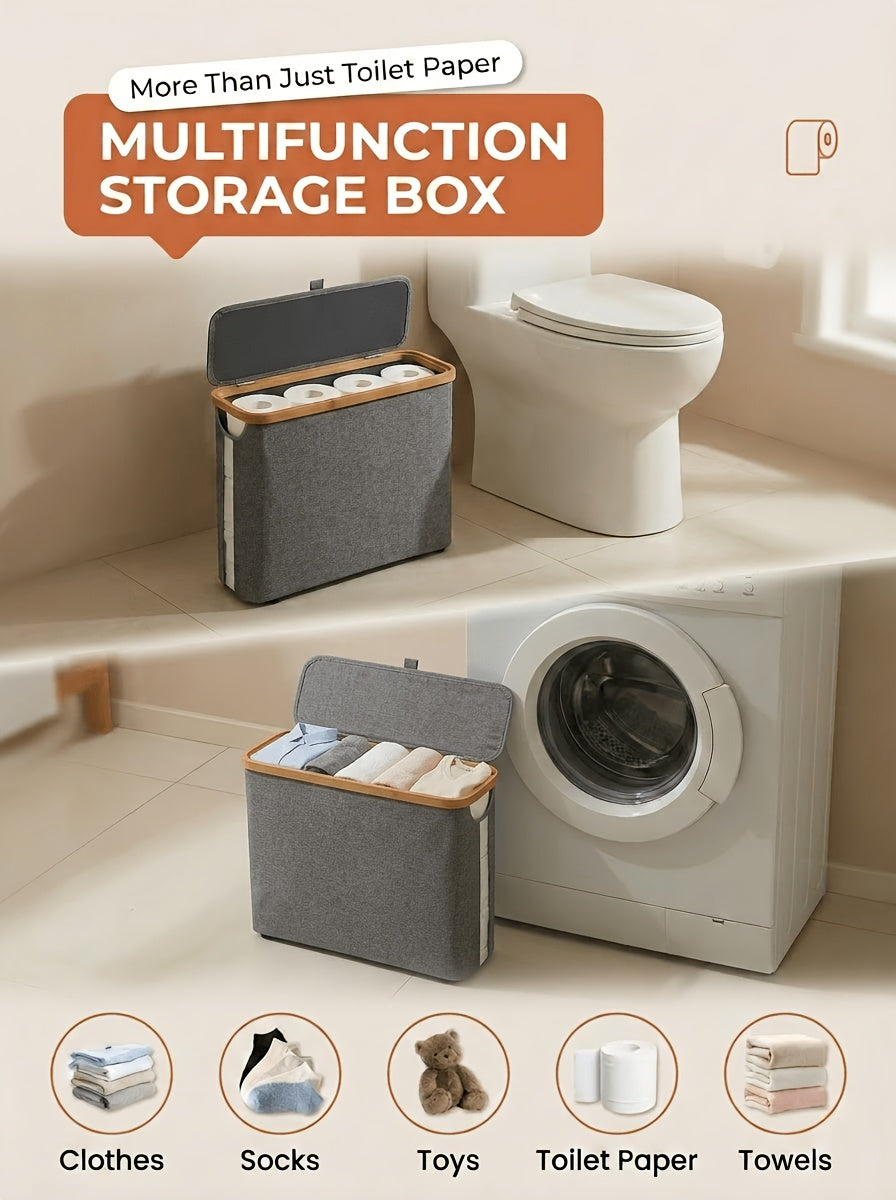 Heavy-Duty Stackable Home Storage Bins – portable space-saving storage, Foldable Toilet Paper Storage Basket with Lid Dustproof Visible Fabric Tissue Holder with Strips, designed for American homes, daily convenience and practical gifting