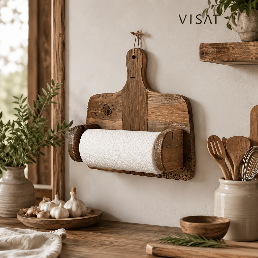 Premium Adjustable Home Storage Rack – durable multi-purpose storage, Vintage Wooden Paper Towel Holder with Storage Shelf Solid Wood Kitchen Roll Rack and, designed for American homes, daily convenience and practical gifting