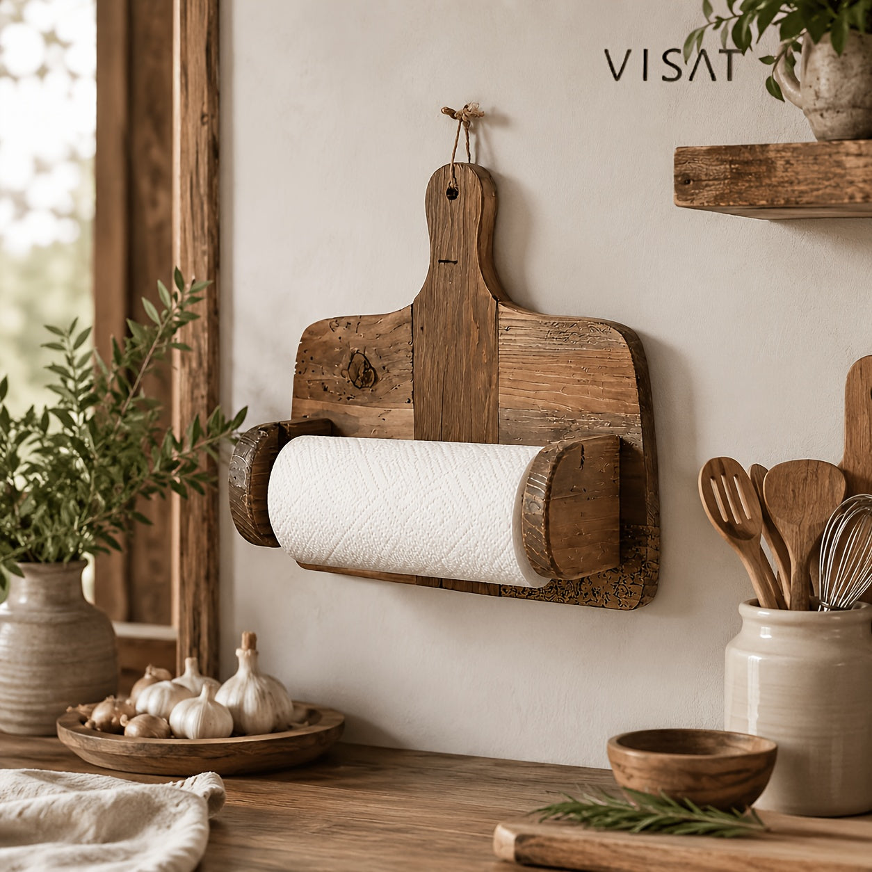 Premium Adjustable Home Storage Rack – durable multi-purpose storage, Vintage Wooden Paper Towel Holder with Storage Shelf Solid Wood Kitchen Roll Rack and, designed for American homes, daily convenience and practical gifting